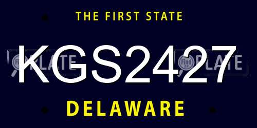 KGS2427 Delaware License Plate