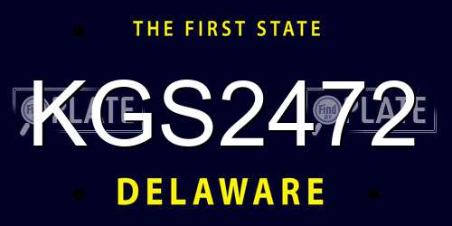 KGS2472 Delaware License Plate