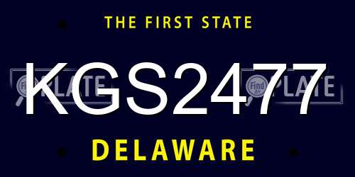 KGS2477 Delaware License Plate