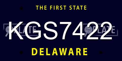 KGS7422 Delaware License Plate