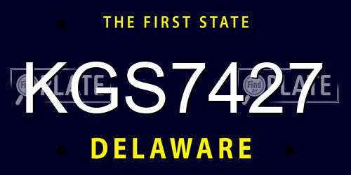 KGS7427 Delaware License Plate