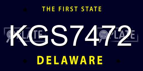 KGS7472 Delaware License Plate