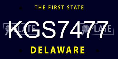 KGS7477 Delaware License Plate