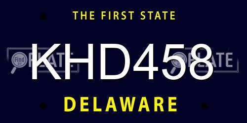 KHD458 Delaware License Plate