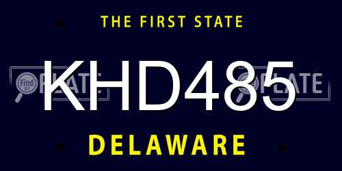 KHD485 Delaware License Plate