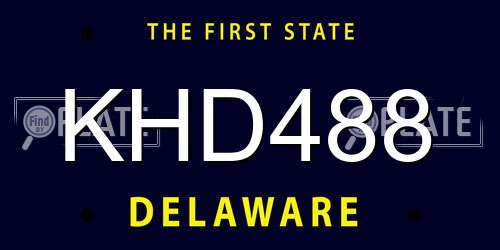 KHD488 Delaware License Plate