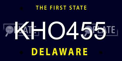 KHO455 Delaware License Plate