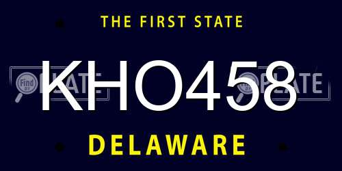 KHO458 Delaware License Plate
