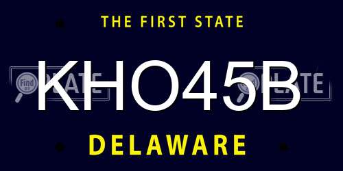 KHO45B Delaware License Plate