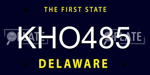 KHO485 Delaware License Plate