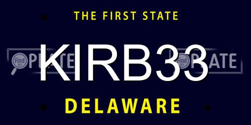 KIRB33 Delaware License Plate