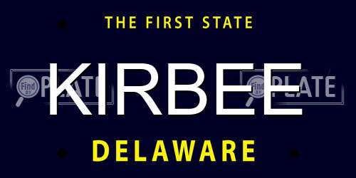 KIRBEE Delaware License Plate