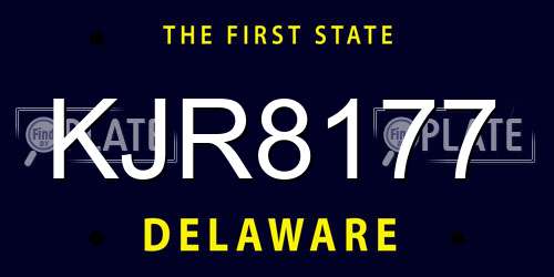 KJR8177 Delaware License Plate