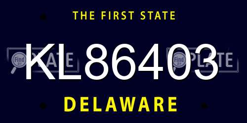 KL86403 Delaware License Plate