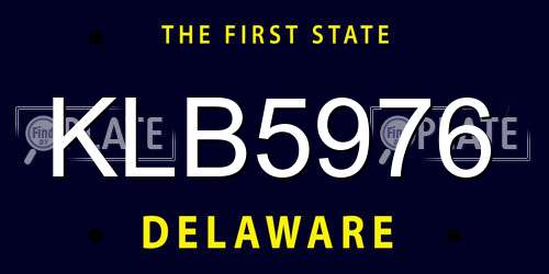 KLB5976 Delaware License Plate