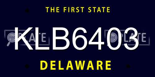 KLB6403 Delaware License Plate