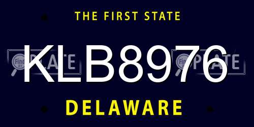 KLB8976 Delaware License Plate