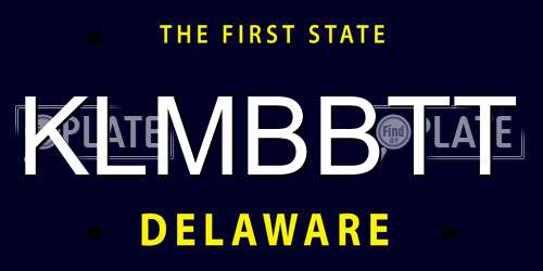 KLMBBTT Delaware License Plate