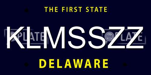 KLMSSZZ Delaware License Plate