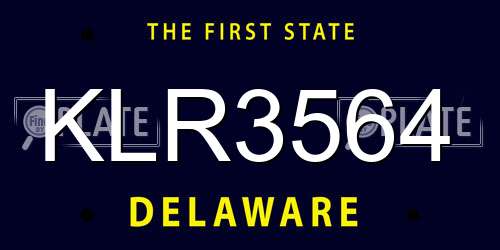 KLR3564 Delaware License Plate