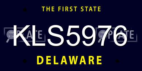 KLS5976 Delaware License Plate