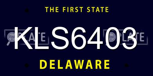 KLS6403 Delaware License Plate