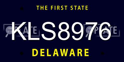 KLS8976 Delaware License Plate