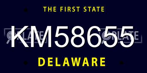 KM58655 Delaware License Plate