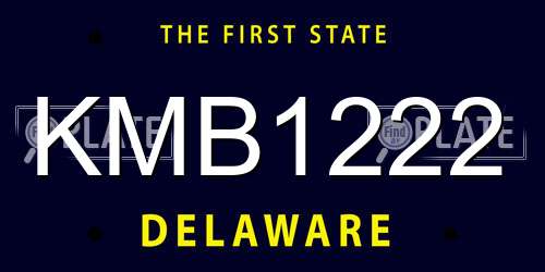 KMB1222 Delaware License Plate