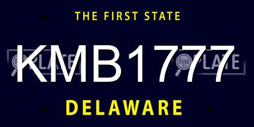 KMB1777 Delaware License Plate