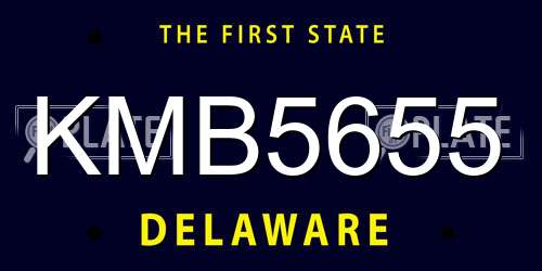 KMB5655 Delaware License Plate