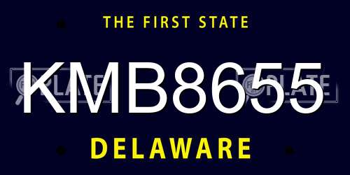 KMB8655 Delaware License Plate