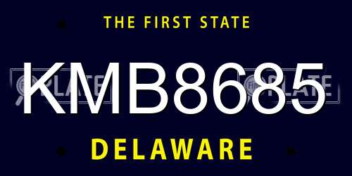 KMB8685 Delaware License Plate