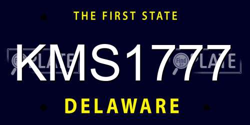 KMS1777 Delaware License Plate