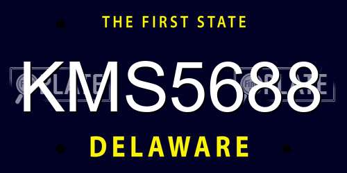 KMS5688 Delaware License Plate