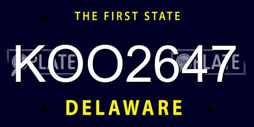 KOO2647 Delaware License Plate