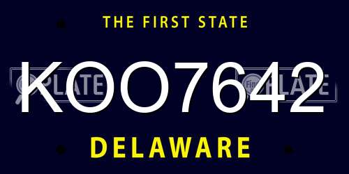 KOO7642 Delaware License Plate