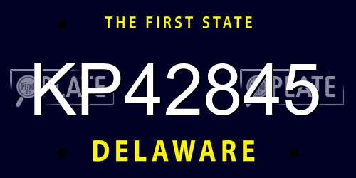 KP42845 Delaware License Plate
