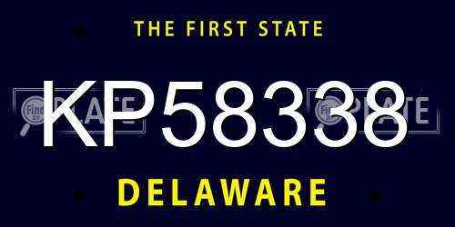KP58338 Delaware License Plate