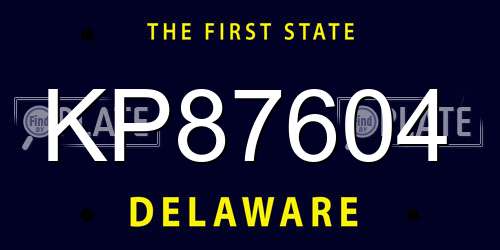 KP87604 Delaware License Plate