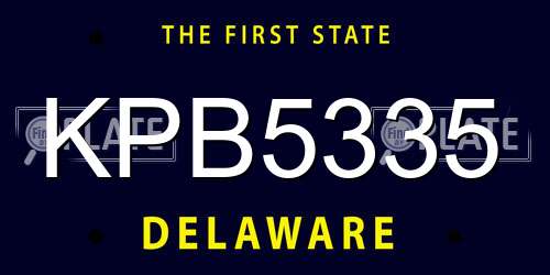 KPB5335 Delaware License Plate