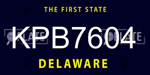 KPB7604 Delaware License Plate