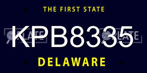 KPB8335 Delaware License Plate