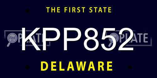 KPP852 Delaware License Plate