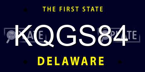 KQGS84 Delaware License Plate
