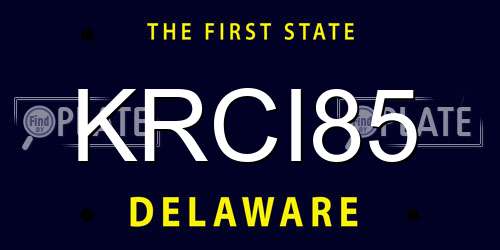 KRCI85 Delaware License Plate
