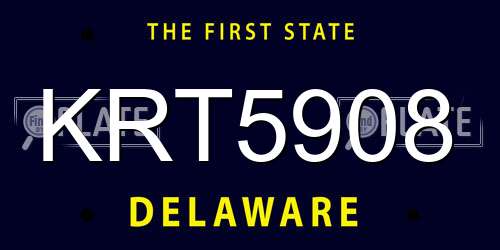 KRT5908 Delaware License Plate