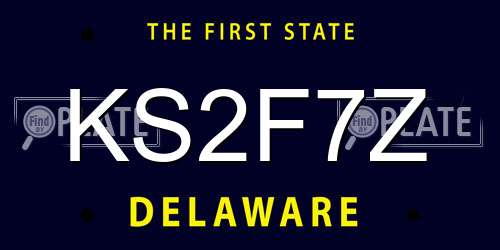 KS2F7Z Delaware License Plate