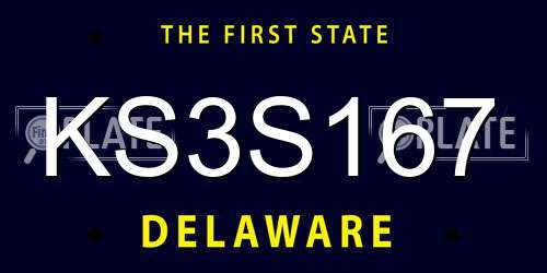 KS3S167 Delaware License Plate