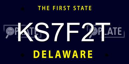 KS7F2T Delaware License Plate